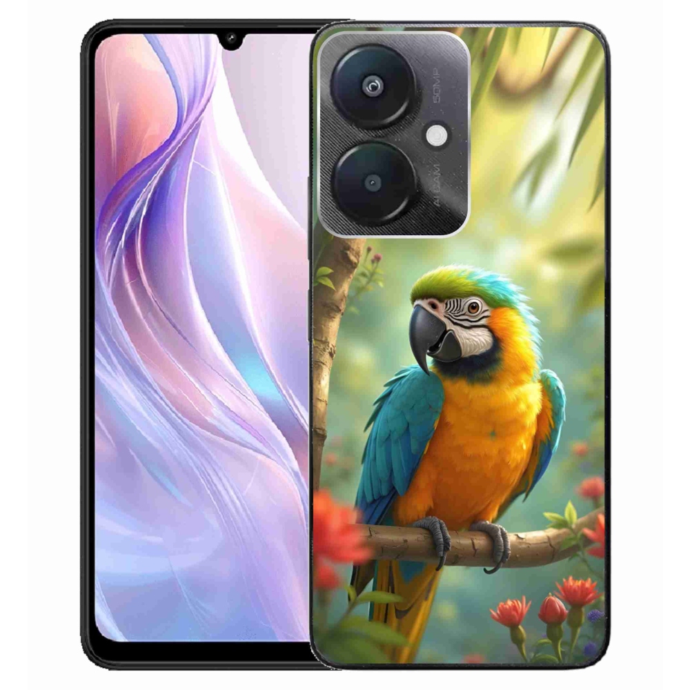 Gél borítás mmCase a Xiaomi Redmi 13C 5G számára - papagáj ara kék és sárga