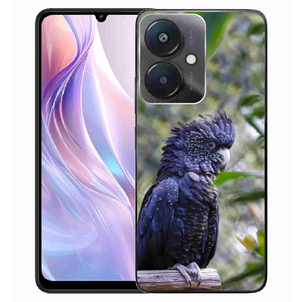 Gél borítás mmCase a Xiaomi Redmi 13C 5G-hez - papagáj kakadu fekete