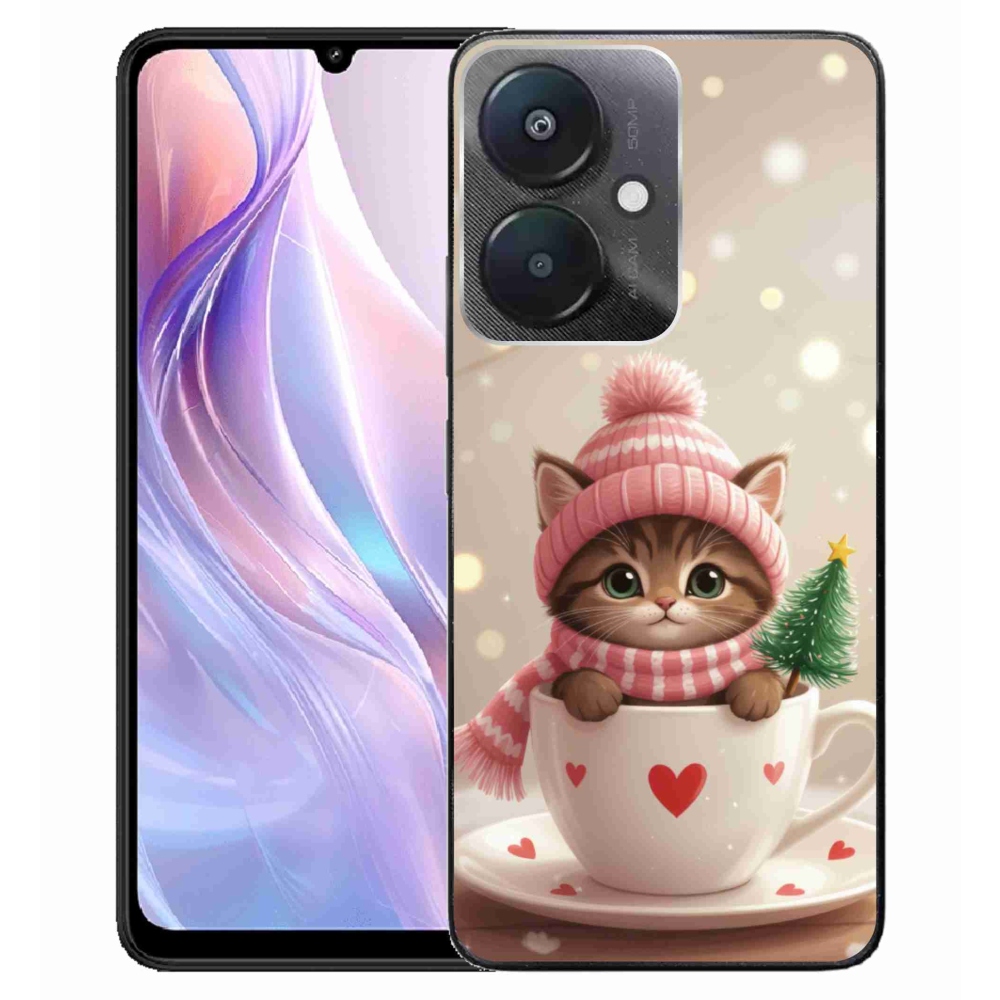 Gél borítás mmCase a Xiaomi Redmi 13C 5G számára - Karácsonyi cica a csészében