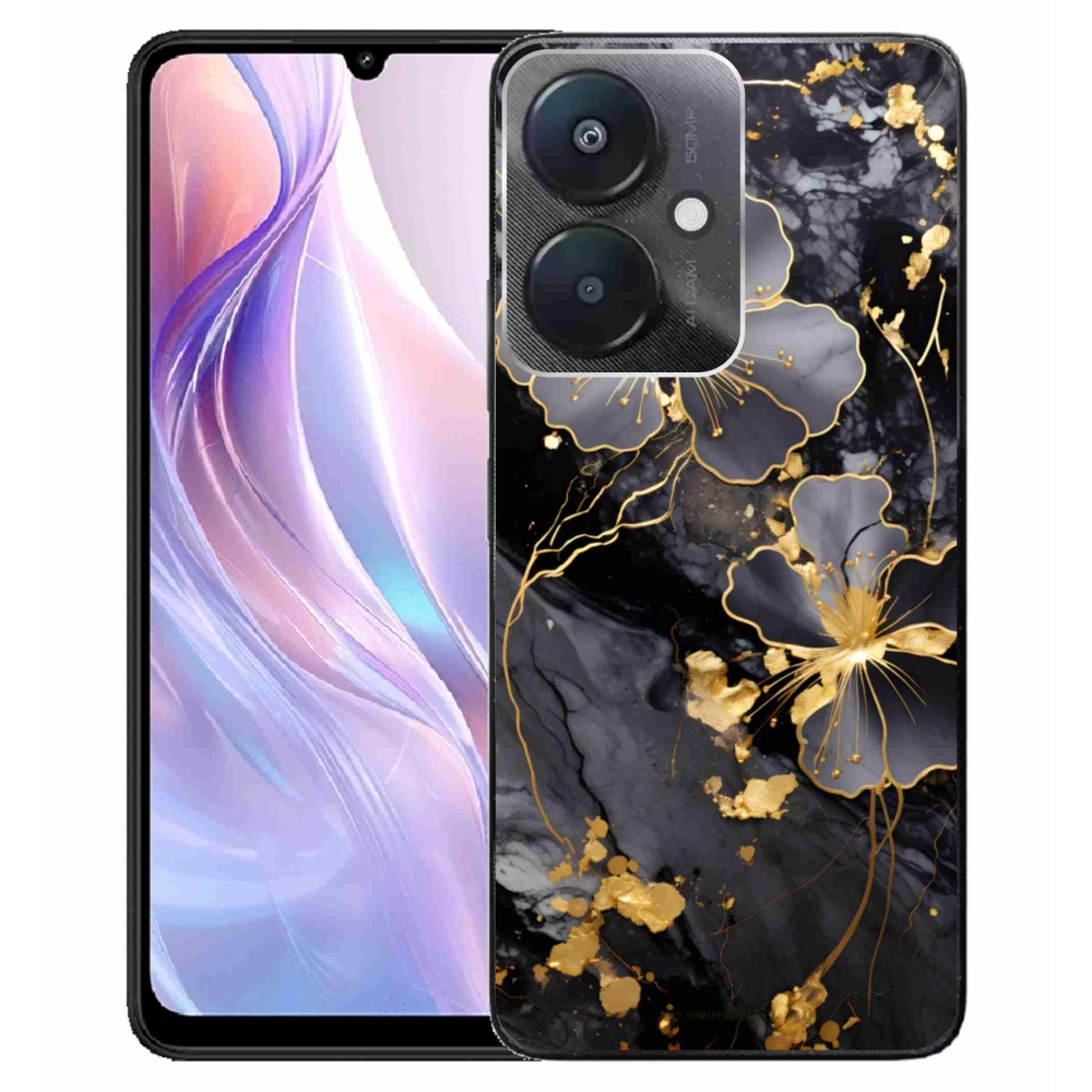 Gél borító mmCase a Xiaomi Redmi 13C 5G számára - arany virágok