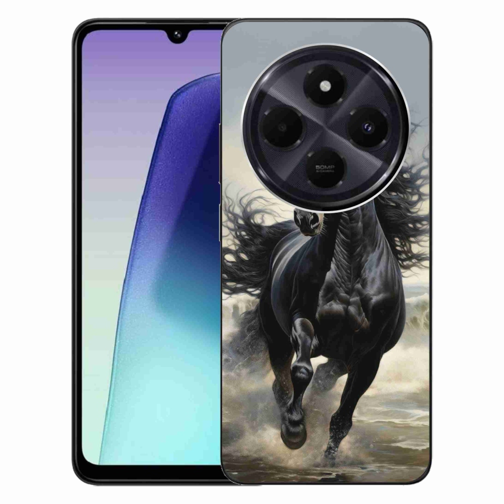 Gél borítás mmCase a Xiaomi Redmi 14C/Poco C75-hez - futó fekete ló