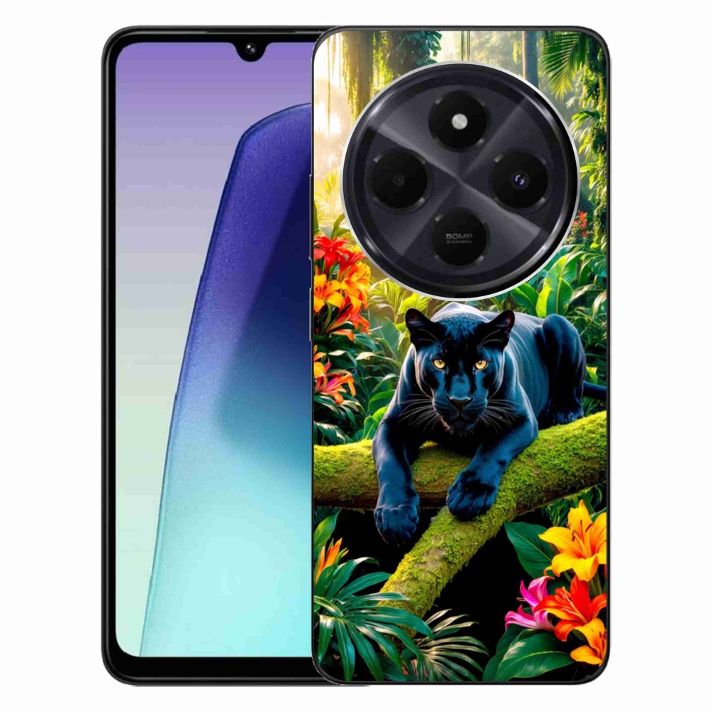 Gél borítás mmCase a Xiaomi Redmi 14C/Poco C75-hez - fekete párduc a dzsungelben