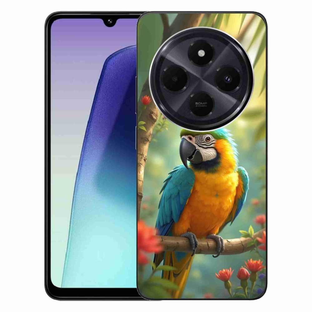 Gél borítás mmCase a Xiaomi Redmi 14C/Poco C75-hez - papagáj ara kék és sárga