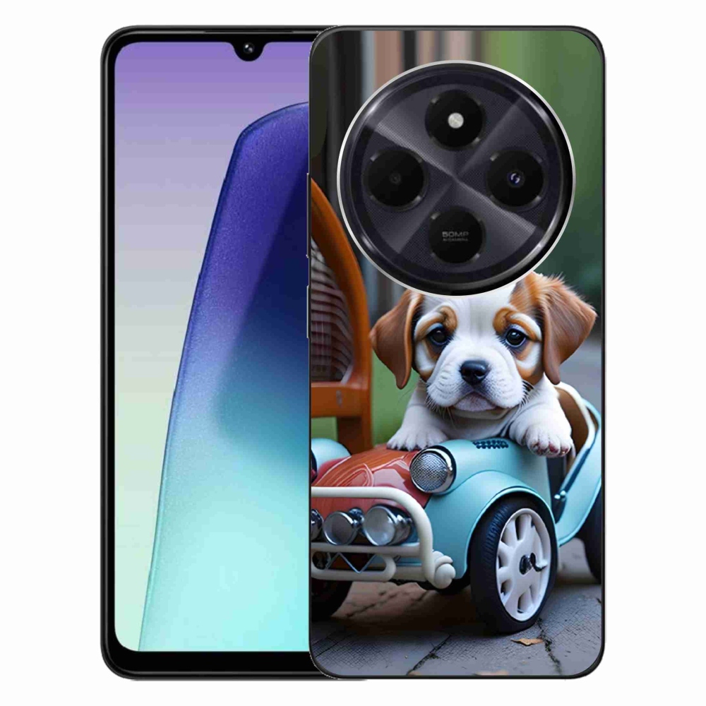 Gél borítás mmCase a Xiaomi Redmi 14C/Poco C75-hez - kiskutya a retro autóban