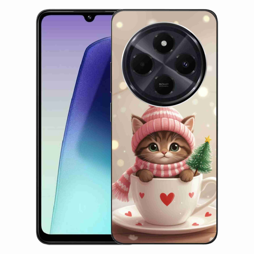 Gél borítás mmCase a Xiaomi Redmi 14C/Poco C75-hez - Karácsonyi cica a csészében