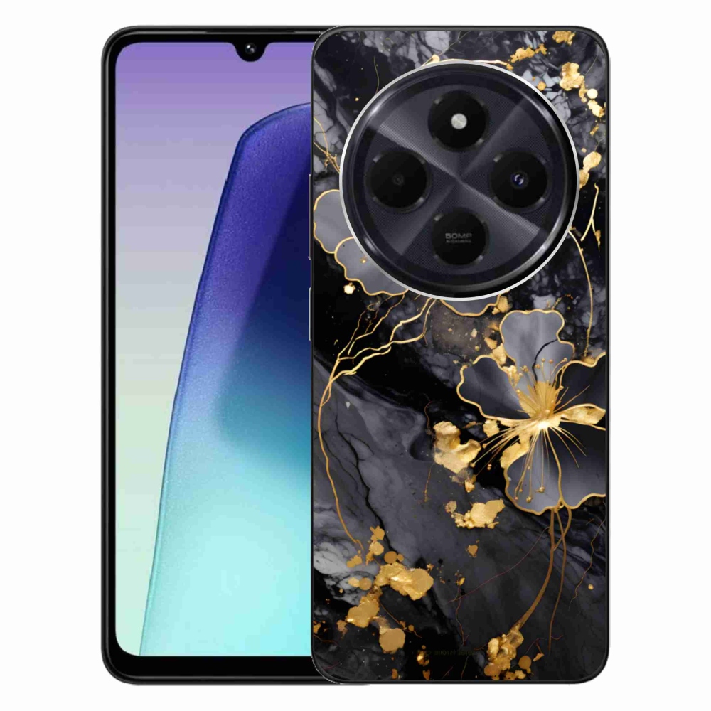 Gél borító mmCase a Xiaomi Redmi 14C/Poco C75-hez - arany virágok