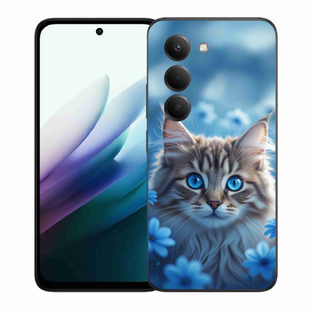 Gél borítás mmCase a Xiaomi Redmi 15 4G/5G 171 mm - cica kék virágokkal