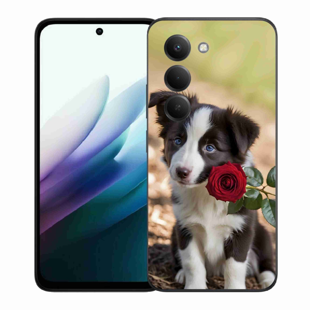 Gél borítás mmCase a Xiaomi Redmi 15 4G/5G 171 mm - aranyos border collie rózsával