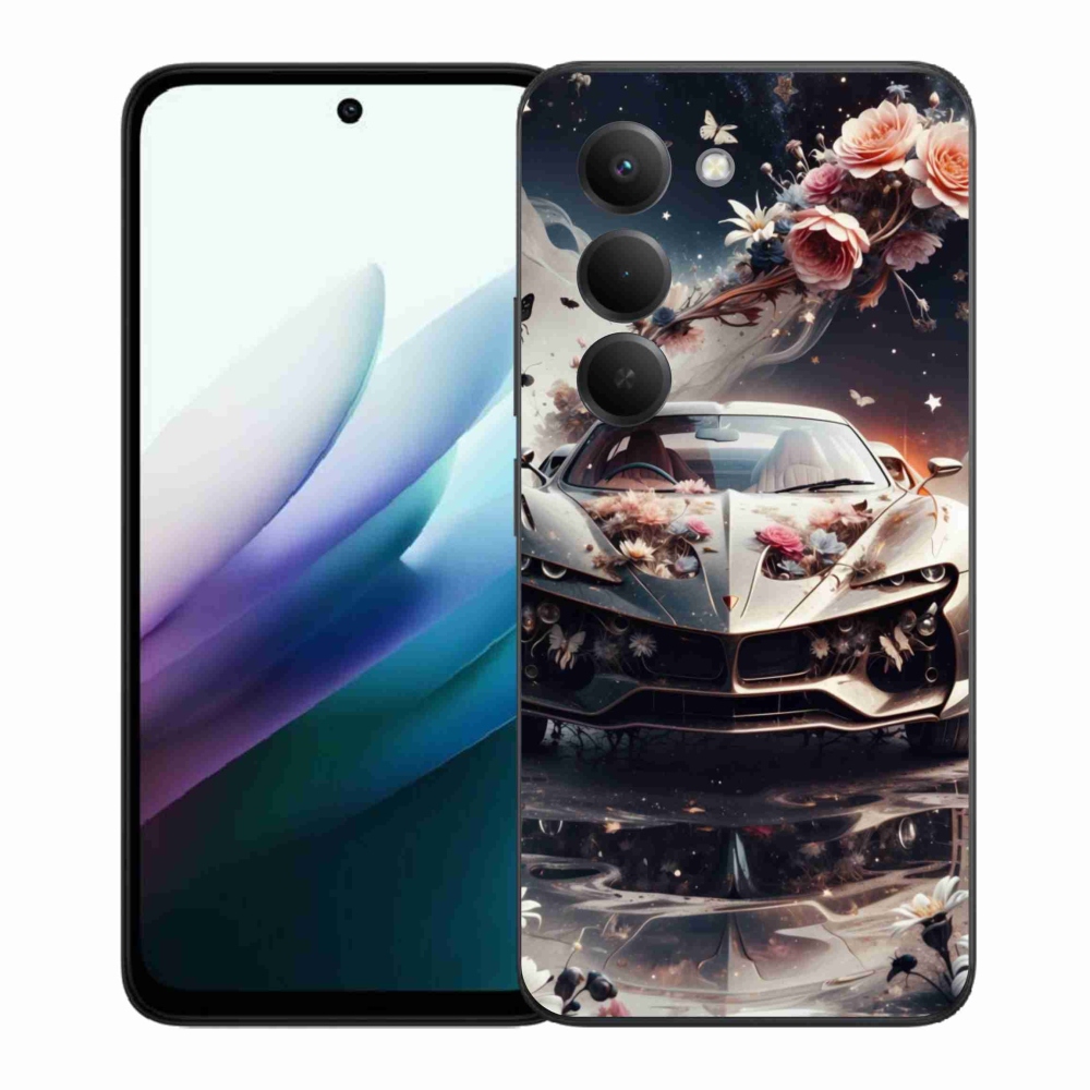 Gél borító mmCase a Xiaomi Redmi 15 4G/5G 171mm - virágos sportkocsira