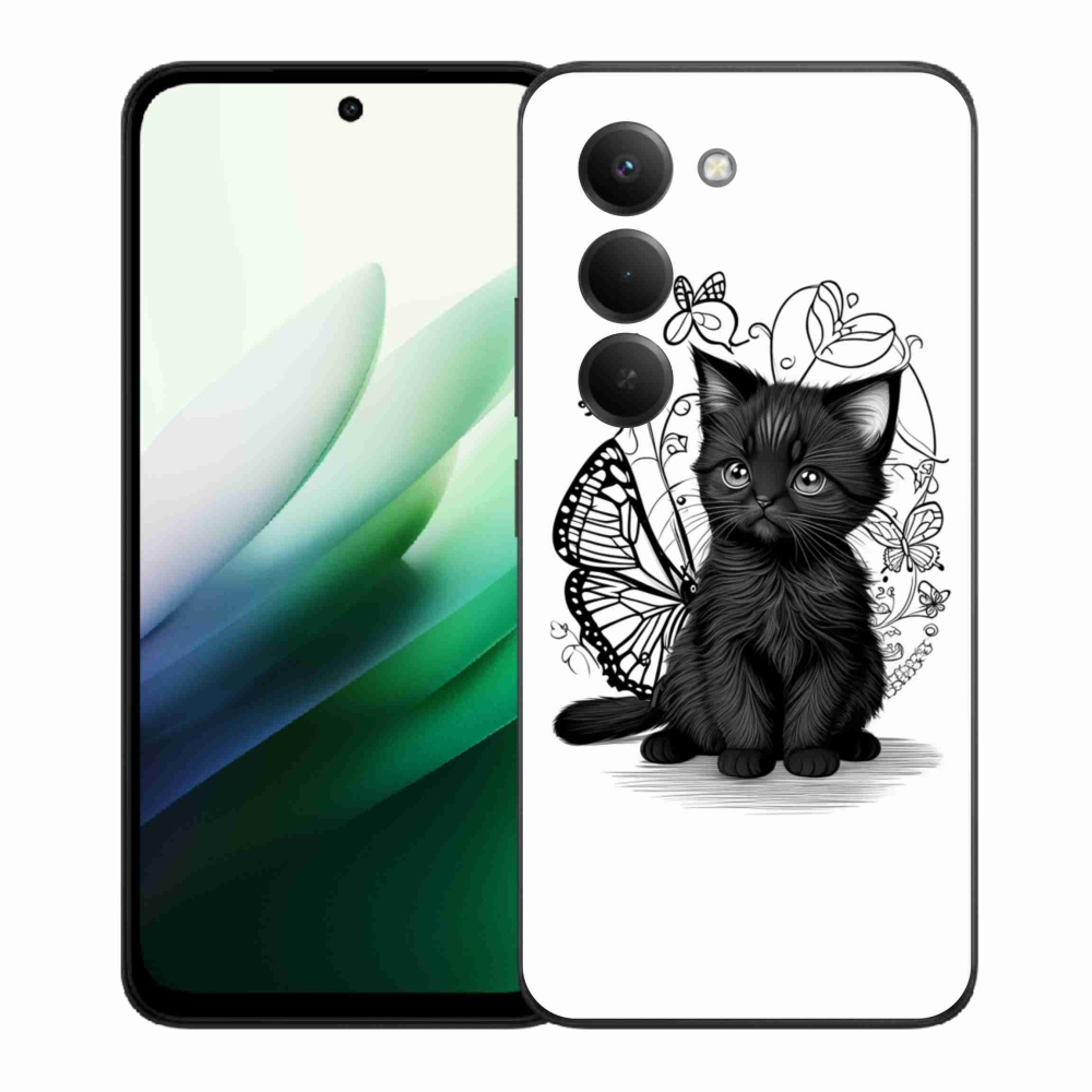 Gél borítás mmCase a Xiaomi Redmi 15 5G (169mm) - fekete cica számára