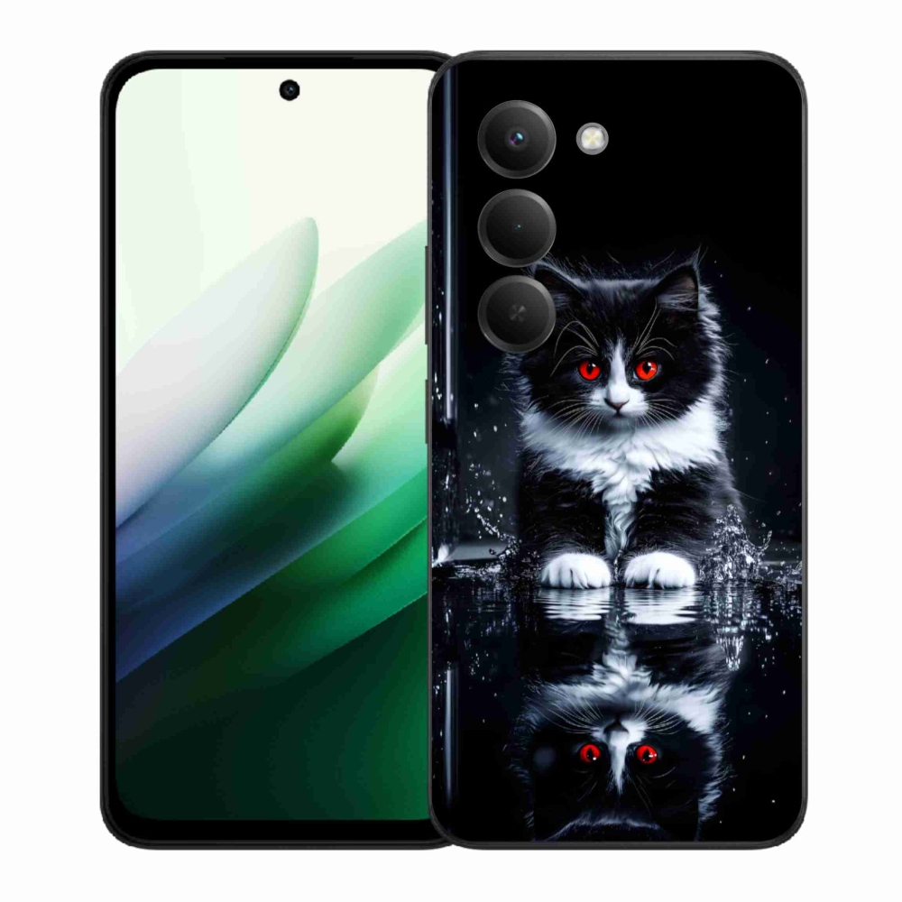 Gél borítás mmCase a Xiaomi Redmi 15 5G (169mm) - fekete-fehér cica számára