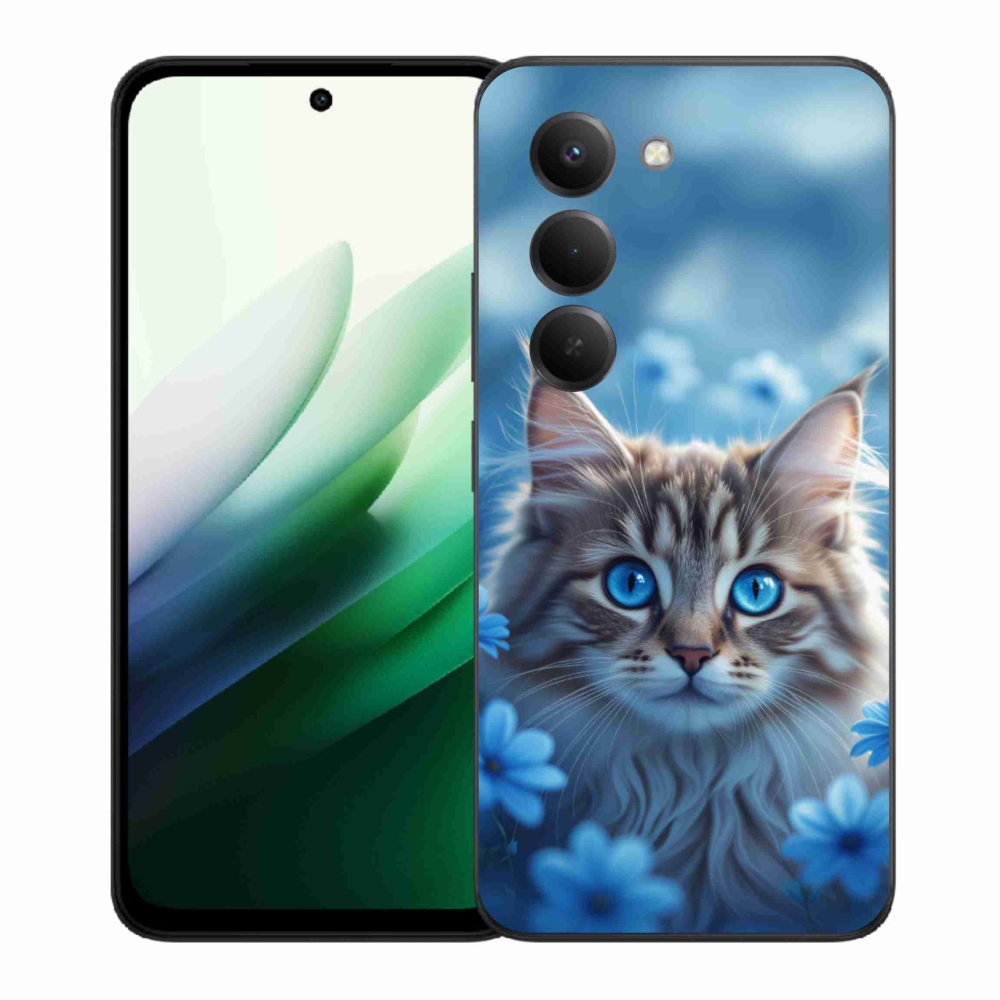 Gél borítás mmCase a Xiaomi Redmi 15 5G 169mm - kék virágos cica számára
