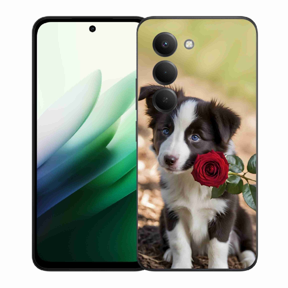 Gél borítás mmCase a Xiaomi Redmi 15 5G 169mm számára - aranyos border collie rózsával