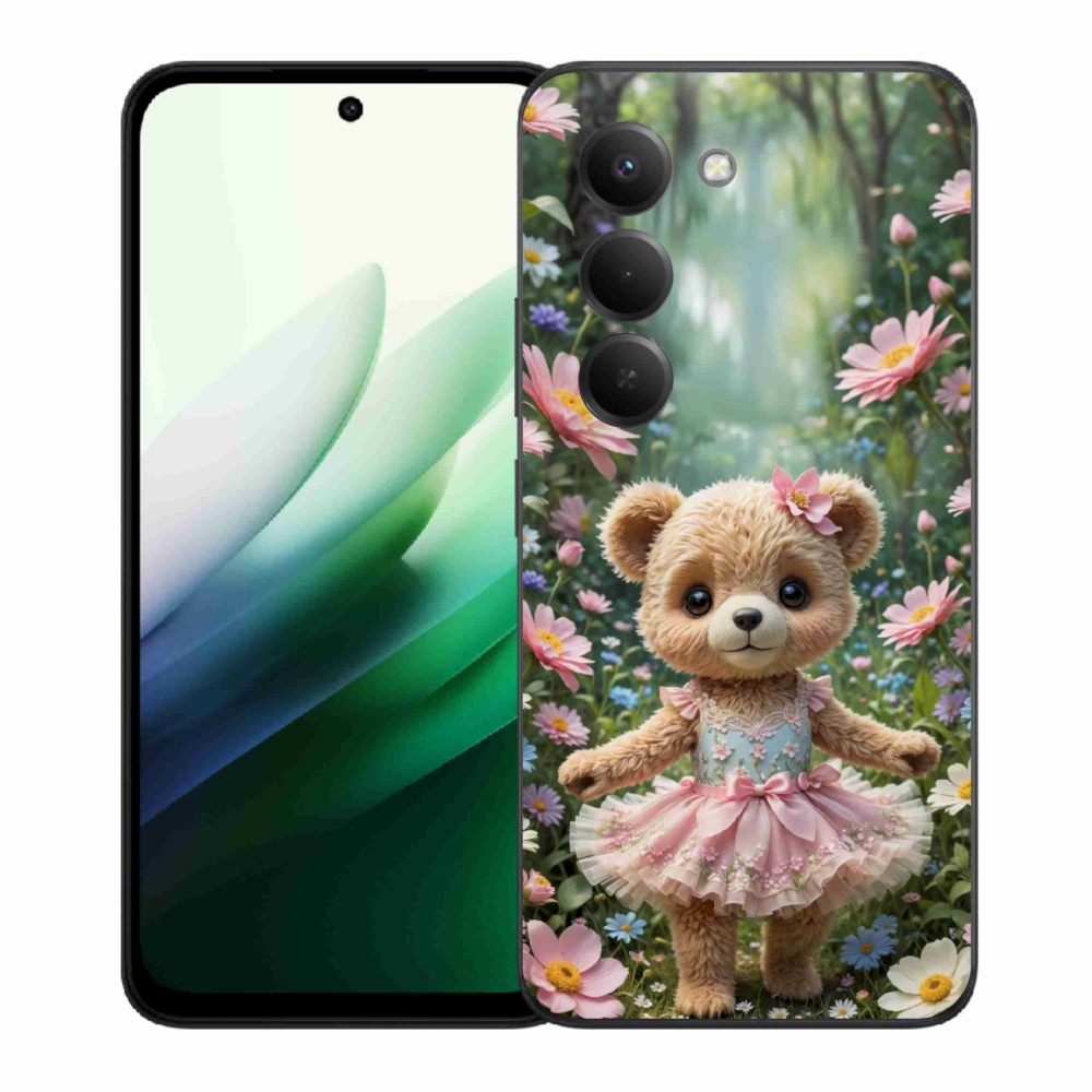 Gél borítás mmCase a Xiaomi Redmi 15 5G 169mm számára - aranyos virágos mackó virágokban