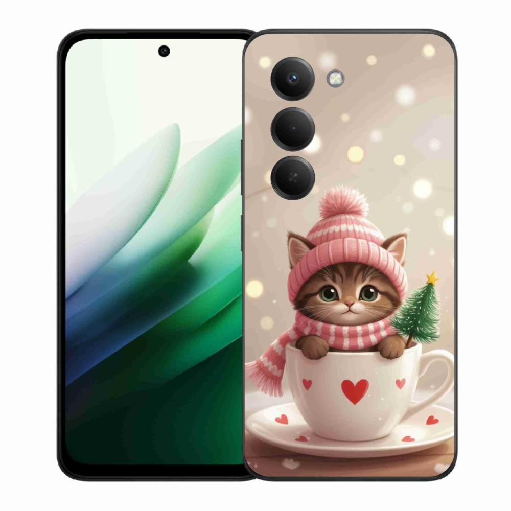 Gél borítás mmCase a Xiaomi Redmi 15 5G 169mm számára - Karácsonyi cica a csészében