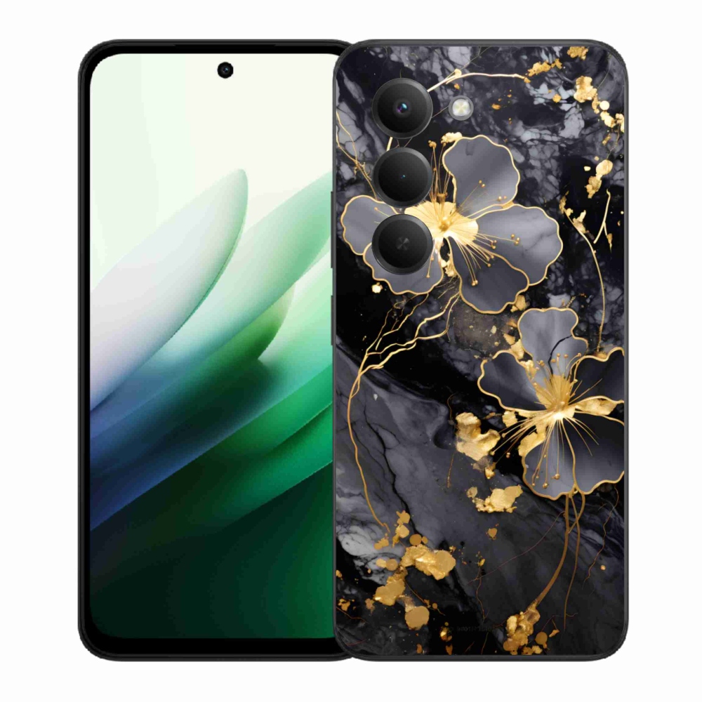 Gél borítás mmCase a Xiaomi Redmi 15 5G (169mm) - arany virágokhoz