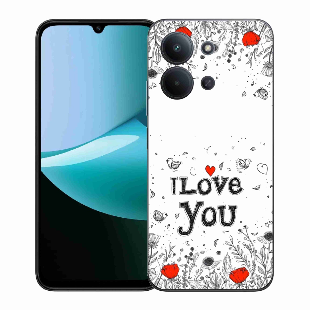 Gél borító mmCase a Xiaomi Redmi 15C (171mm) / Poco C85 4G (171mm) - I love you fehér háttérrel