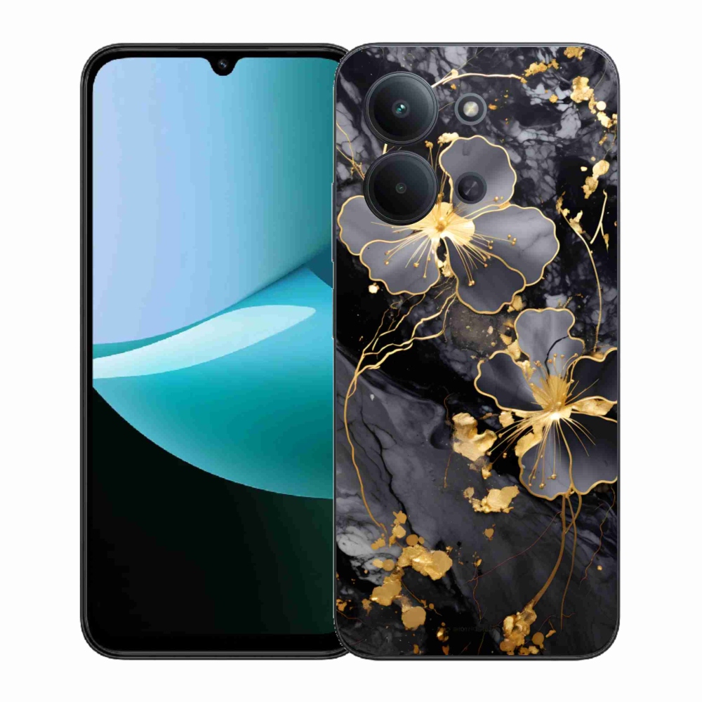 Gél borítás mmCase a Xiaomi Redmi 15C (171mm) / Poco C85 4G (171mm) - arany virágokhoz