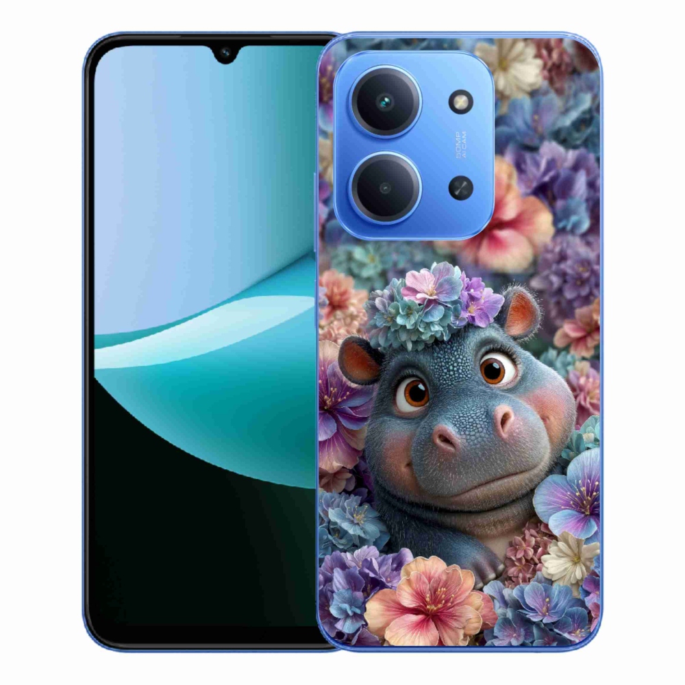 Gél borítás mmCase a Xiaomi Redmi 15C 173mm számára - víziló virágokban