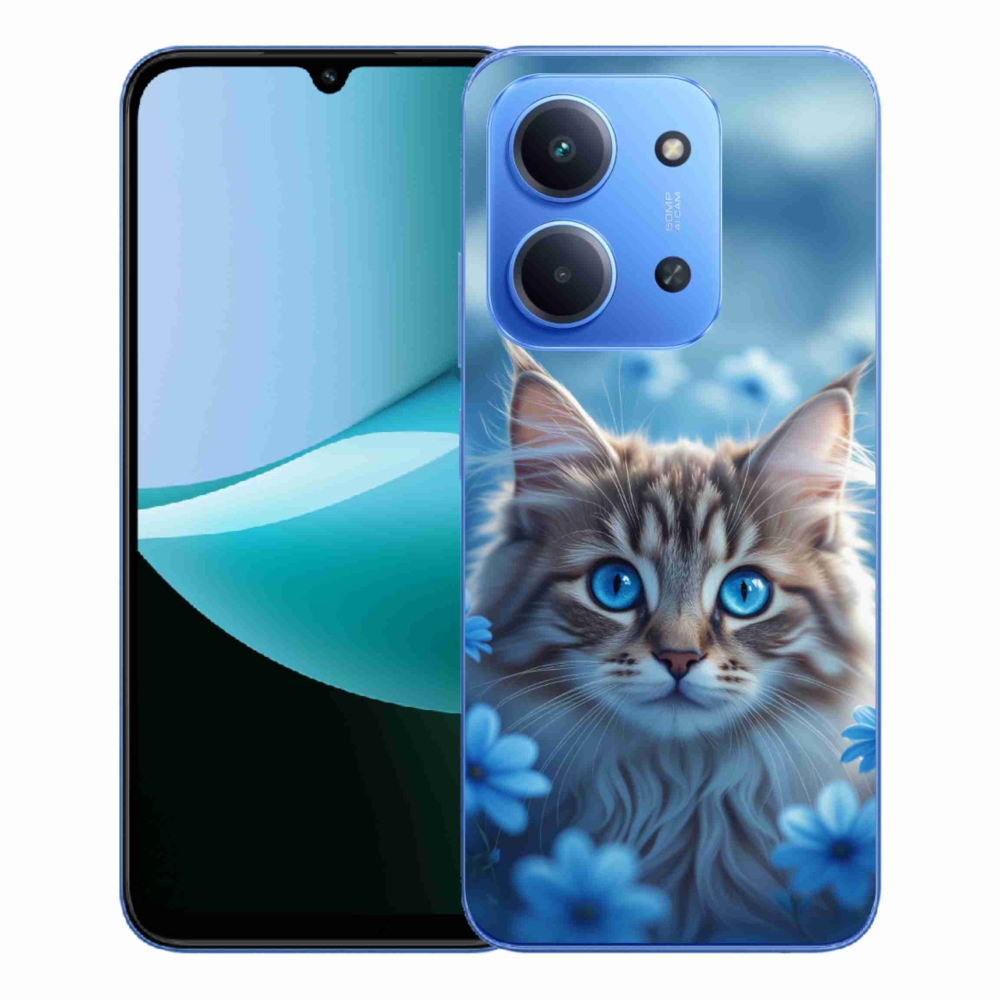 Gél borítás mmCase a Xiaomi Redmi 15C 173mm - cica kék virágokkal