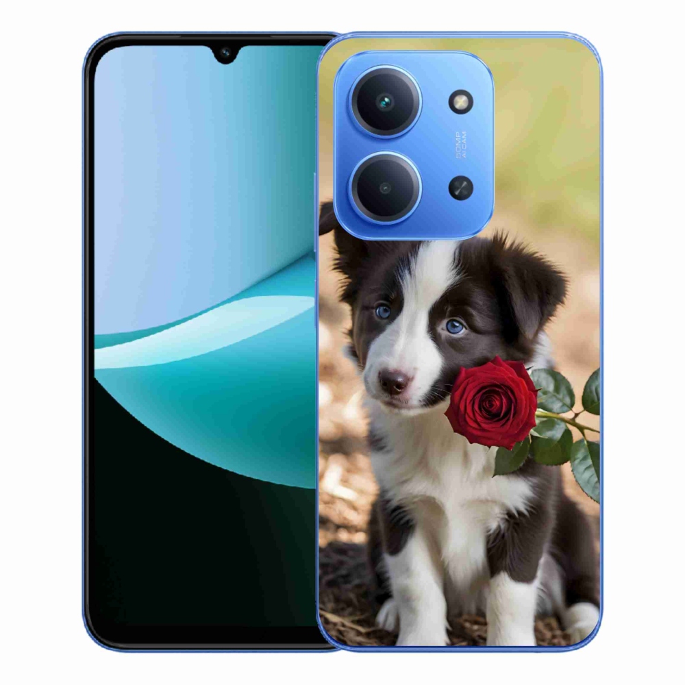 Gél borítás mmCase a Xiaomi Redmi 15C 173mm számára - aranyos border collie rózsával