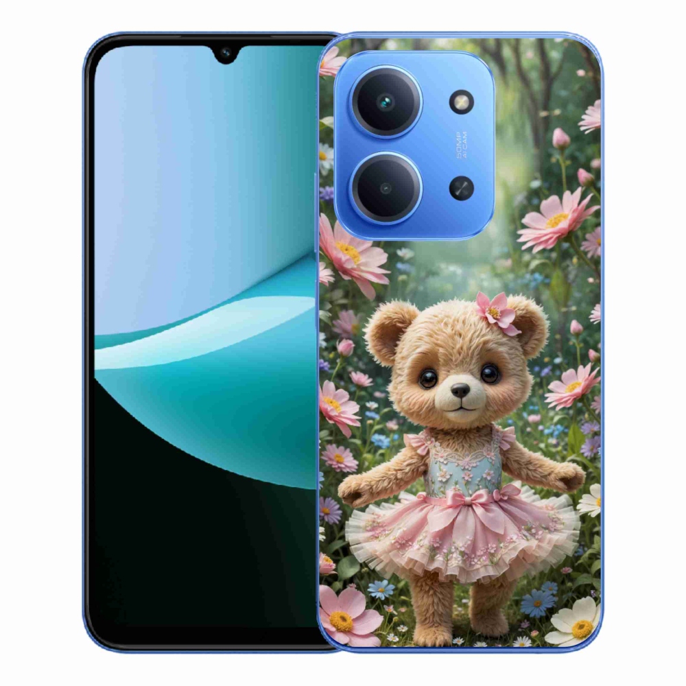 Gél borítás mmCase a Xiaomi Redmi 15C 173mm számára - aranyos mackó virágokkal