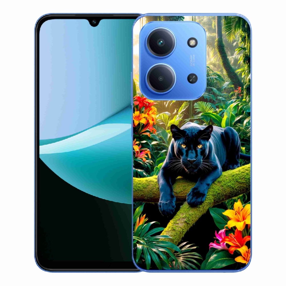 Gél borító mmCase a Xiaomi Redmi 15C 4G/5G (173mm) - fekete párduc a dzsungelben