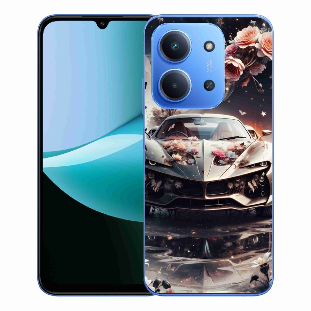 Gél borítás mmCase a Xiaomi Redmi 15C 4G/5G (173mm) - virágos sportkocsihoz