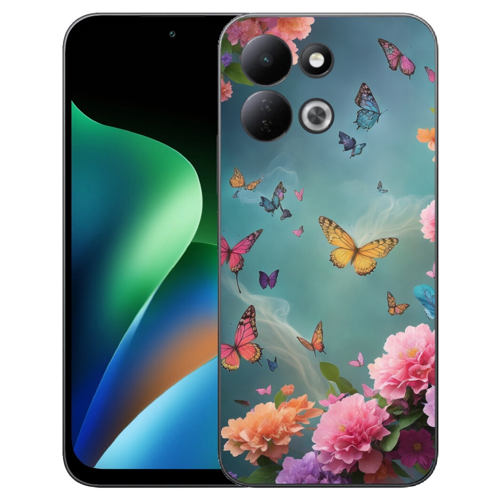 mmCase gél tok a Xiaomi Redmi 17 4G/5G-hez – színes virágok és pillangók