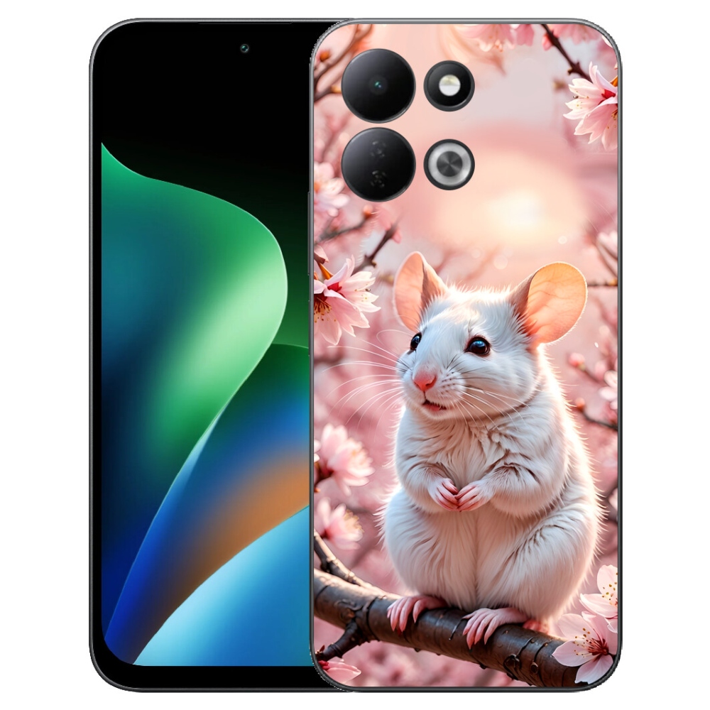 mmCase gél tok a Xiaomi Redmi 17 4G/5G-hez – fehér egér egy ágon