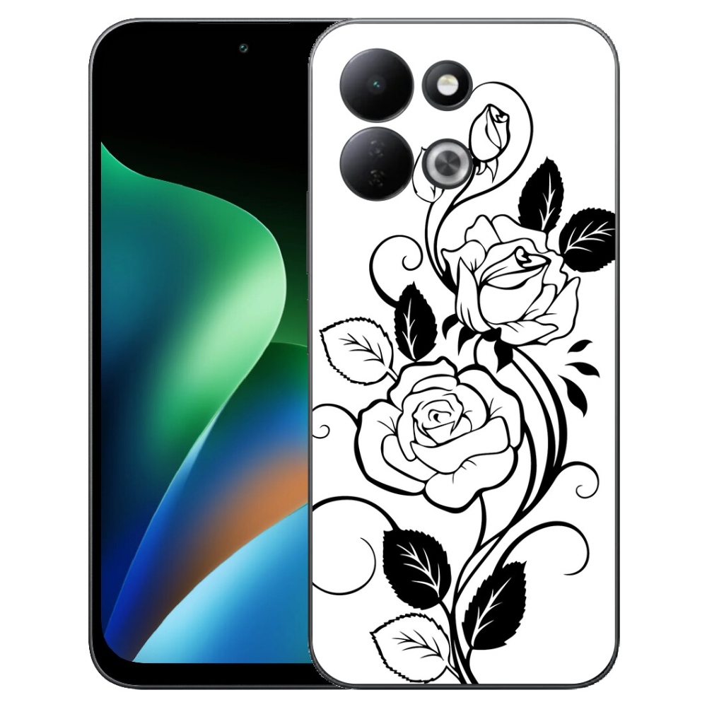 mmCase géltok a Xiaomi Redmi 17 4G/5G-hez – fekete-fehér rózsa