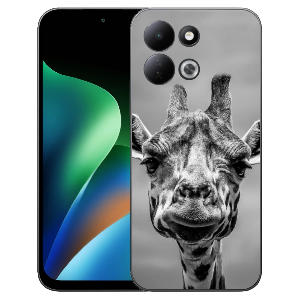 mmCase géltok a Xiaomi Redmi 17 4G/5G-hez – fekete-fehér zsiráf