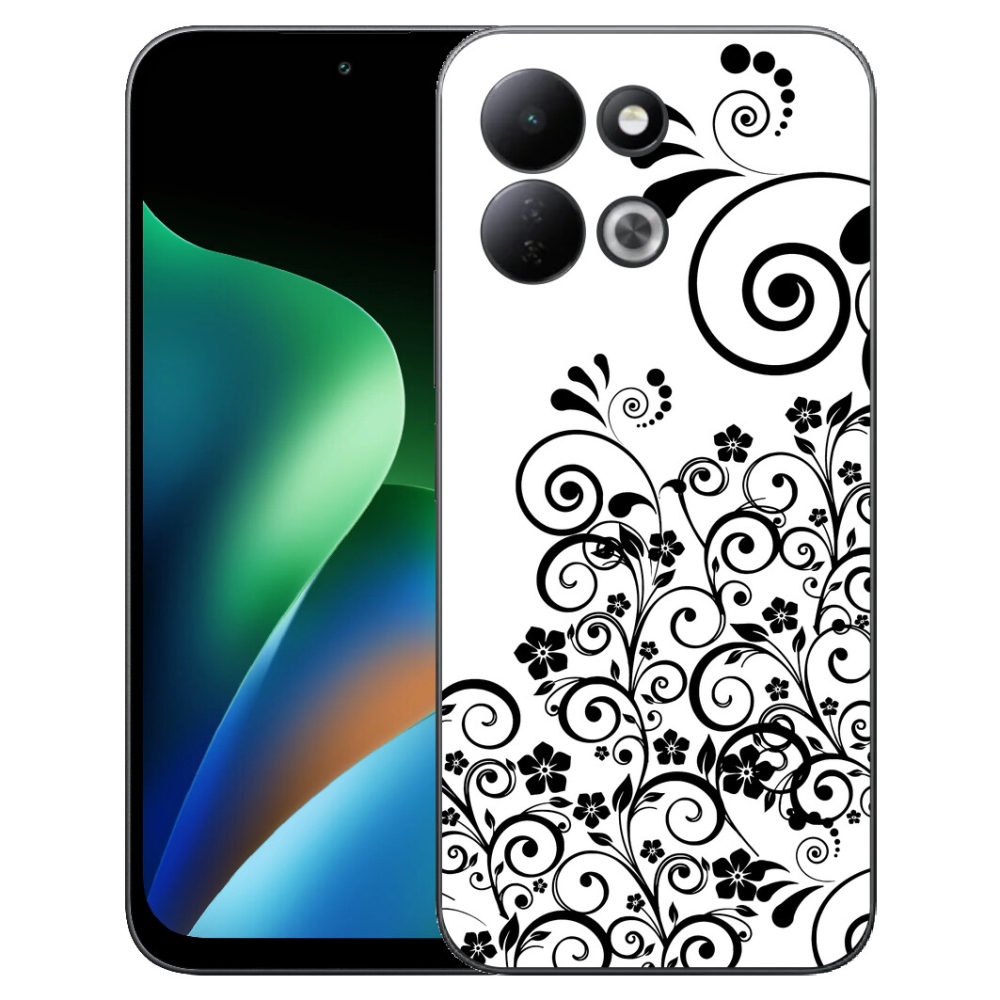 mmCase gél tok a Xiaomi Redmi 17 4G/5G-hez – fekete-fehér virágminták