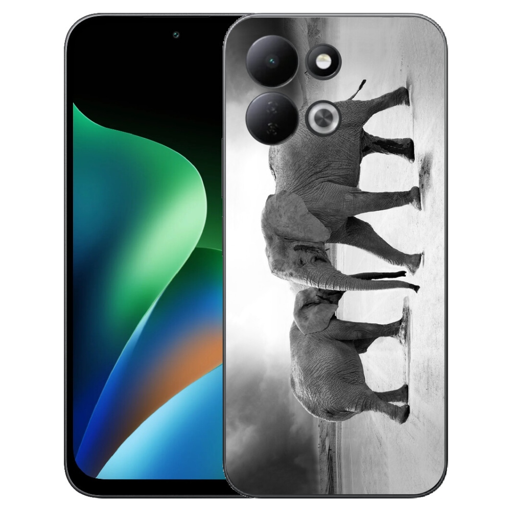 mmCase gél tok a Xiaomi Redmi 17 4G/5G-hez – fekete-fehér elefántok