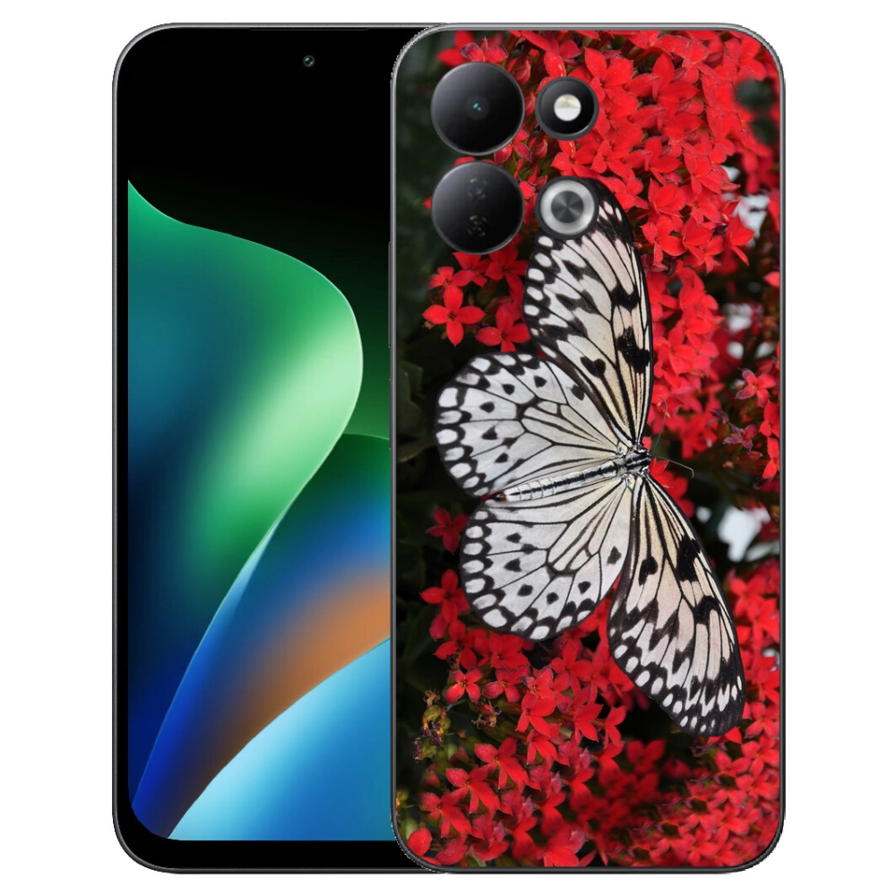 mmCase géltok a Xiaomi Redmi 17 4G/5G készülékhez – fekete-fehér pillangó 1