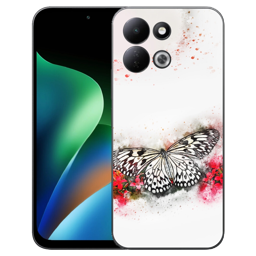mmCase gélhuzat a Xiaomi Redmi 17 4G/5G-hez – fekete-fehér pillangó