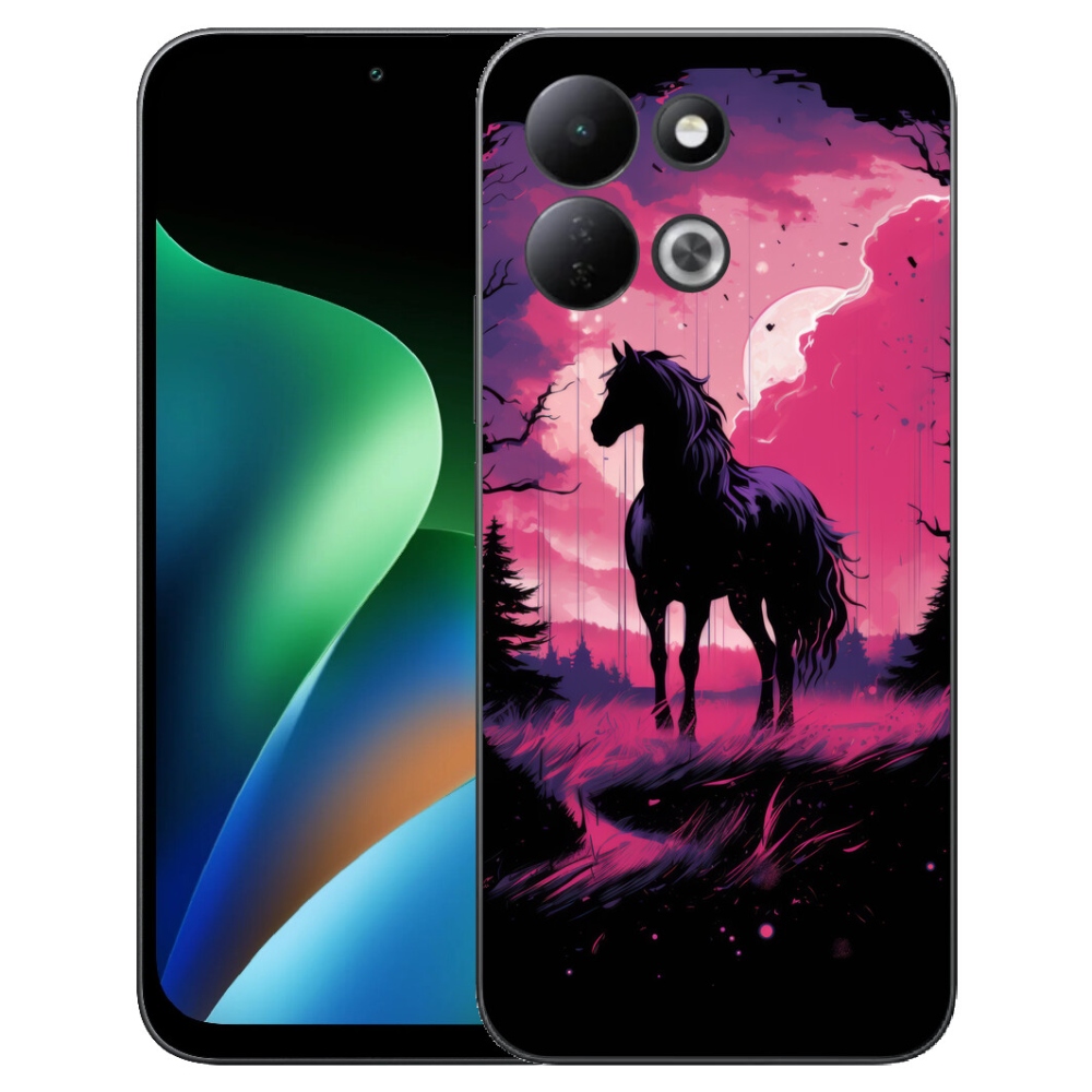 mmCase gél tok a Xiaomi Redmi 17 4G/5G-hez – fekete rajzolt ló 1