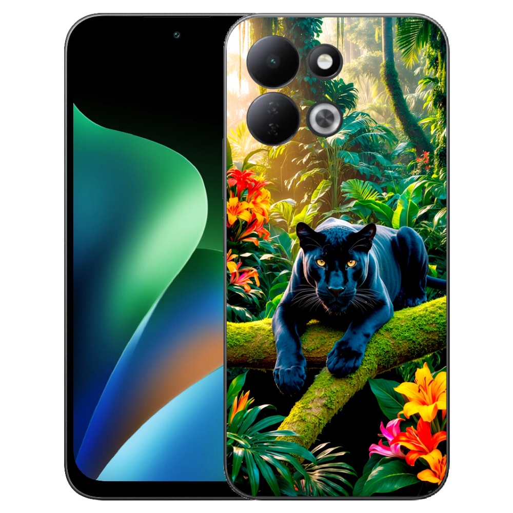 mmCase géltok a Xiaomi Redmi 17 4G/5G-hez – fekete párduc a dzsungelben