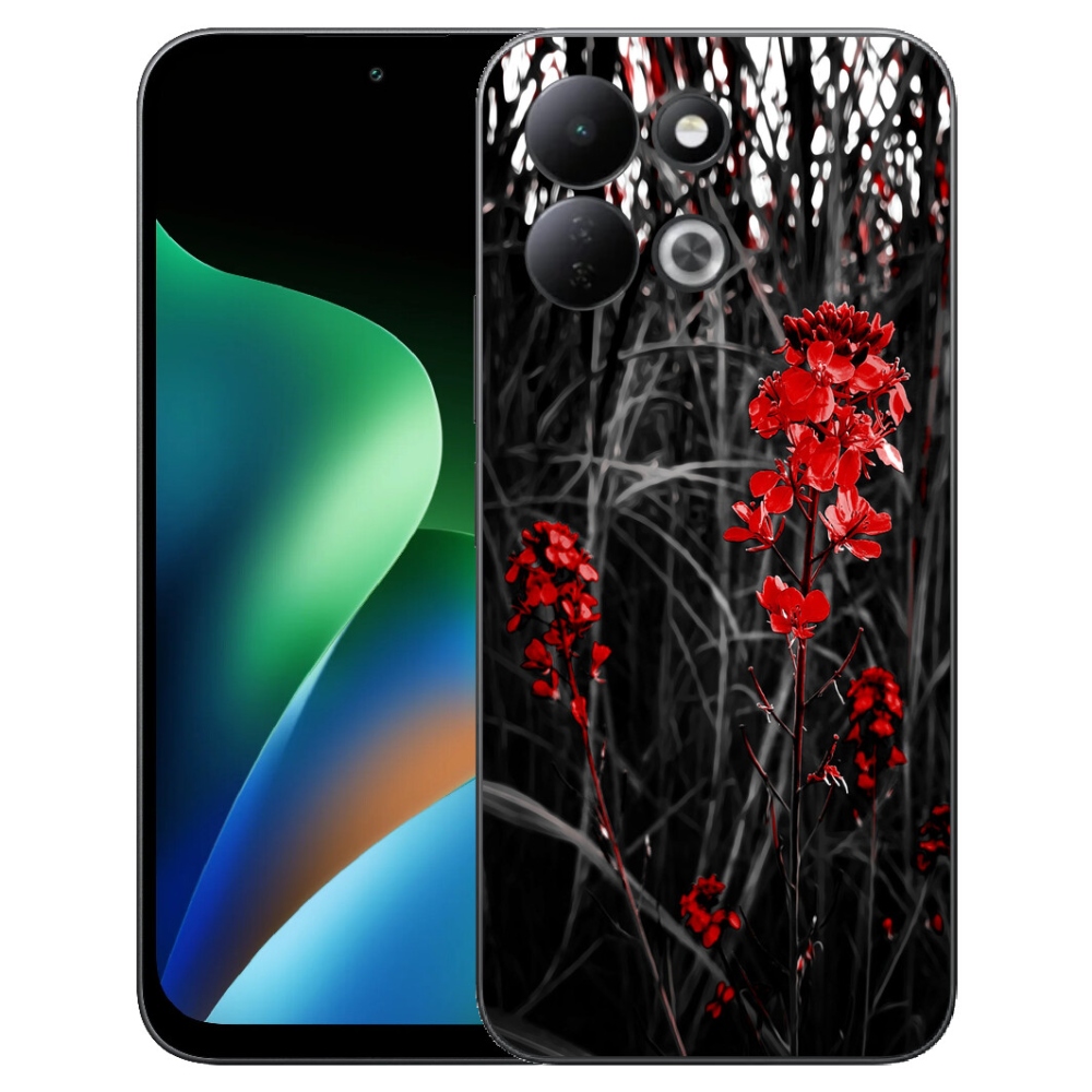mmCase gélhuzat a Xiaomi Redmi 17 4G/5G-hez – piros növényminta