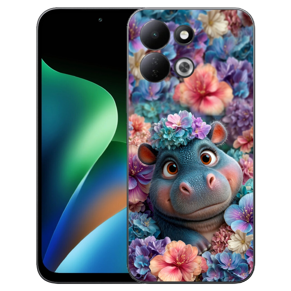 mmCase géltok a Xiaomi Redmi 17 4G/5G-hez – virágok között úszó víziló
