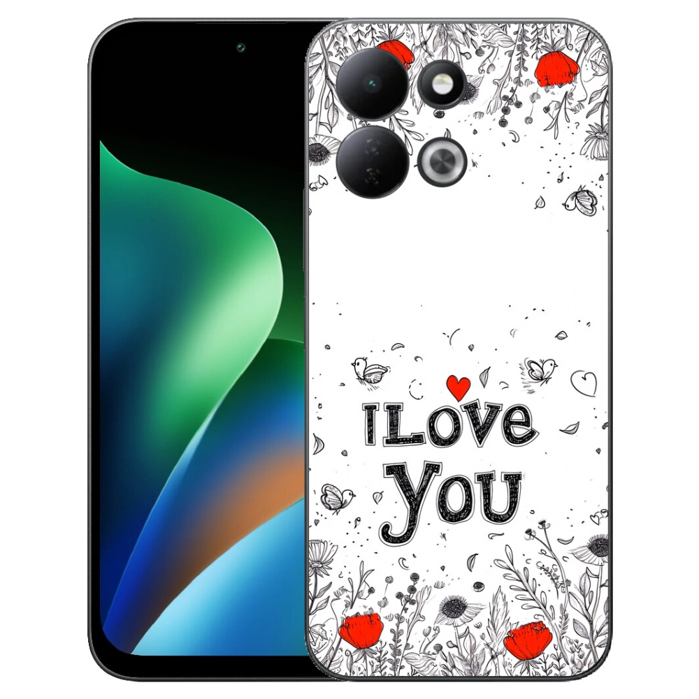 mmCase géltok a Xiaomi Redmi 17 4G/5G-hez – „I love you” fehér háttérrel