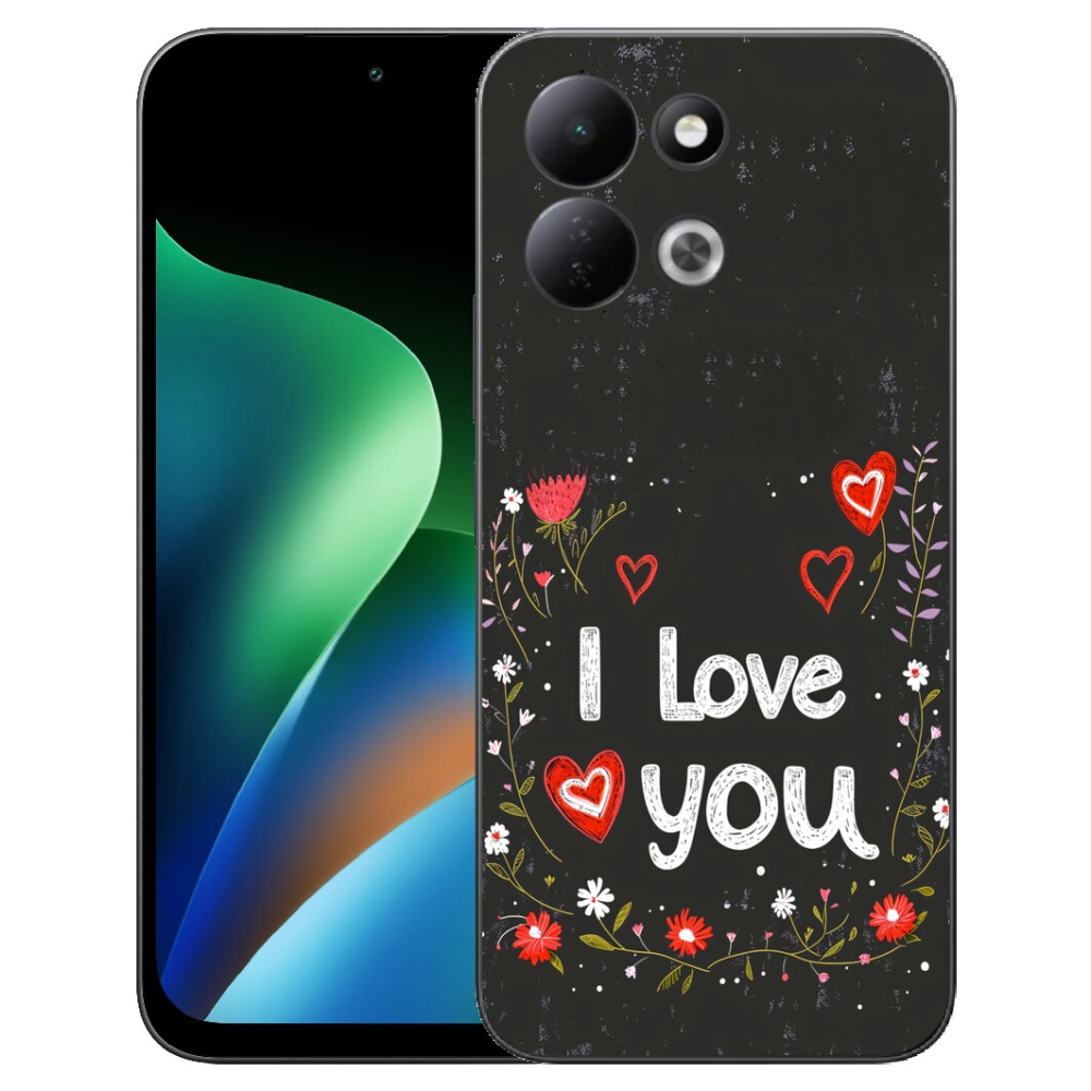 mmCase géltok a Xiaomi Redmi 17 4G/5G-hez – „I love you” fekete háttérrel