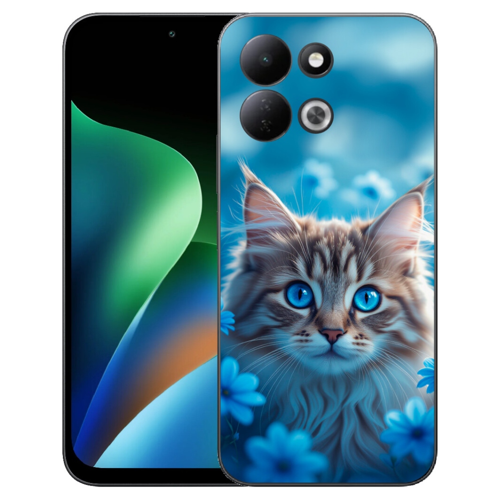 mmCase gél tok a Xiaomi Redmi 17 4G/5G-hez – kiscica kék virágok között