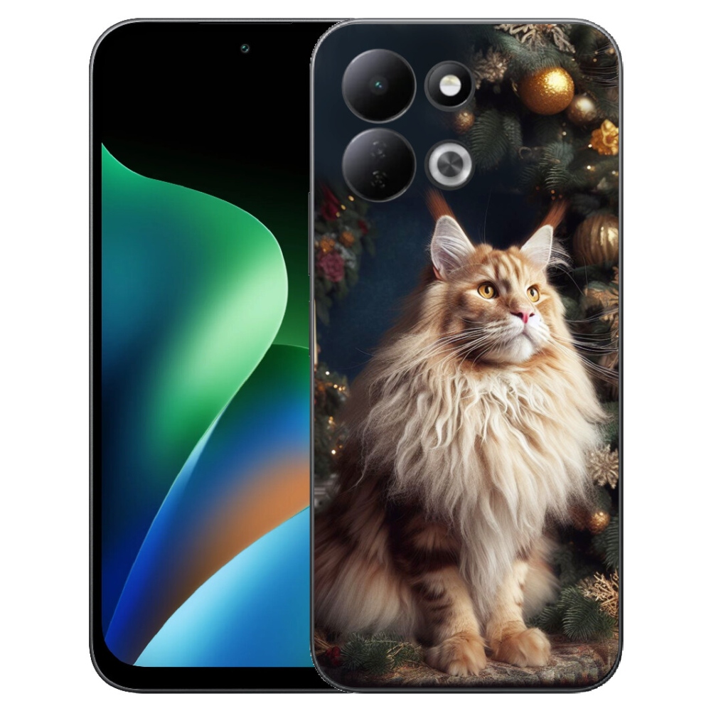 mmCase géltok a Xiaomi Redmi 17 4G/5G-hez – macska a karácsonyfa mellett