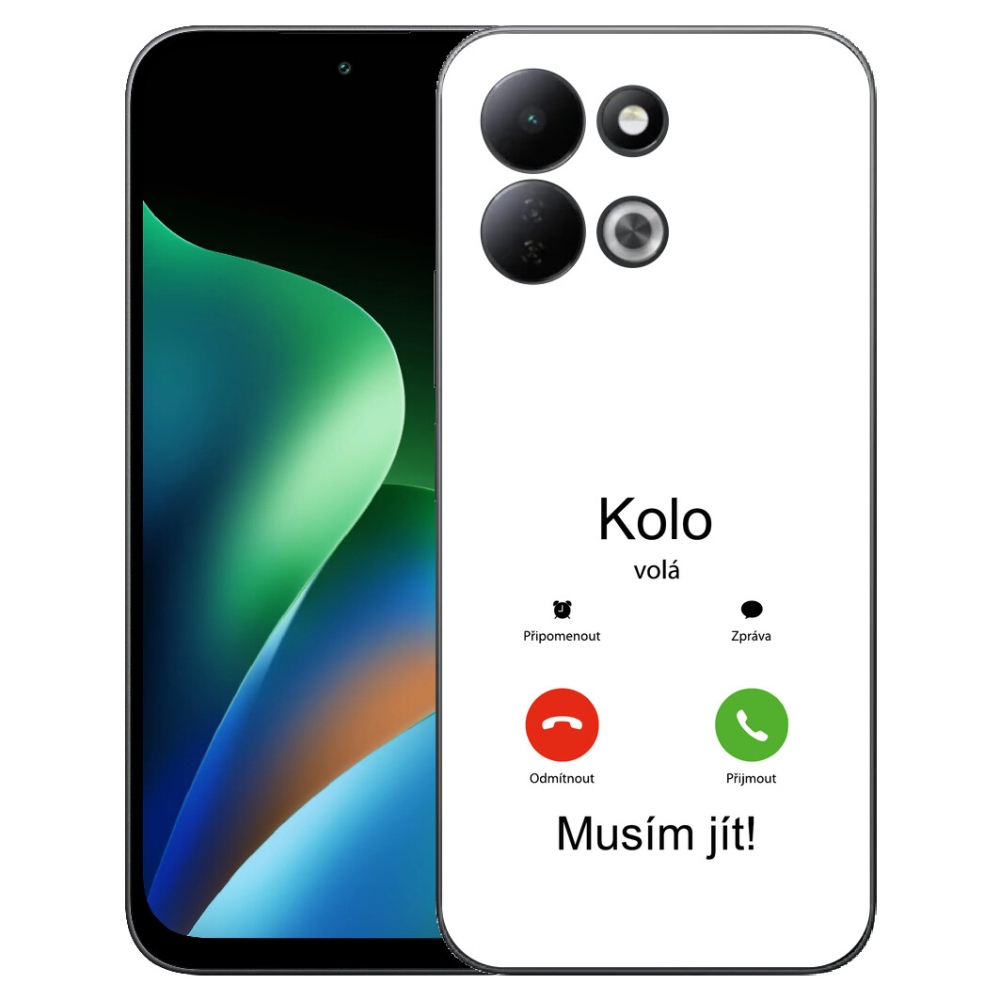 mmCase géltok a Xiaomi Redmi 17 4G/5G-hez – „A kerék hív” fehér háttérrel