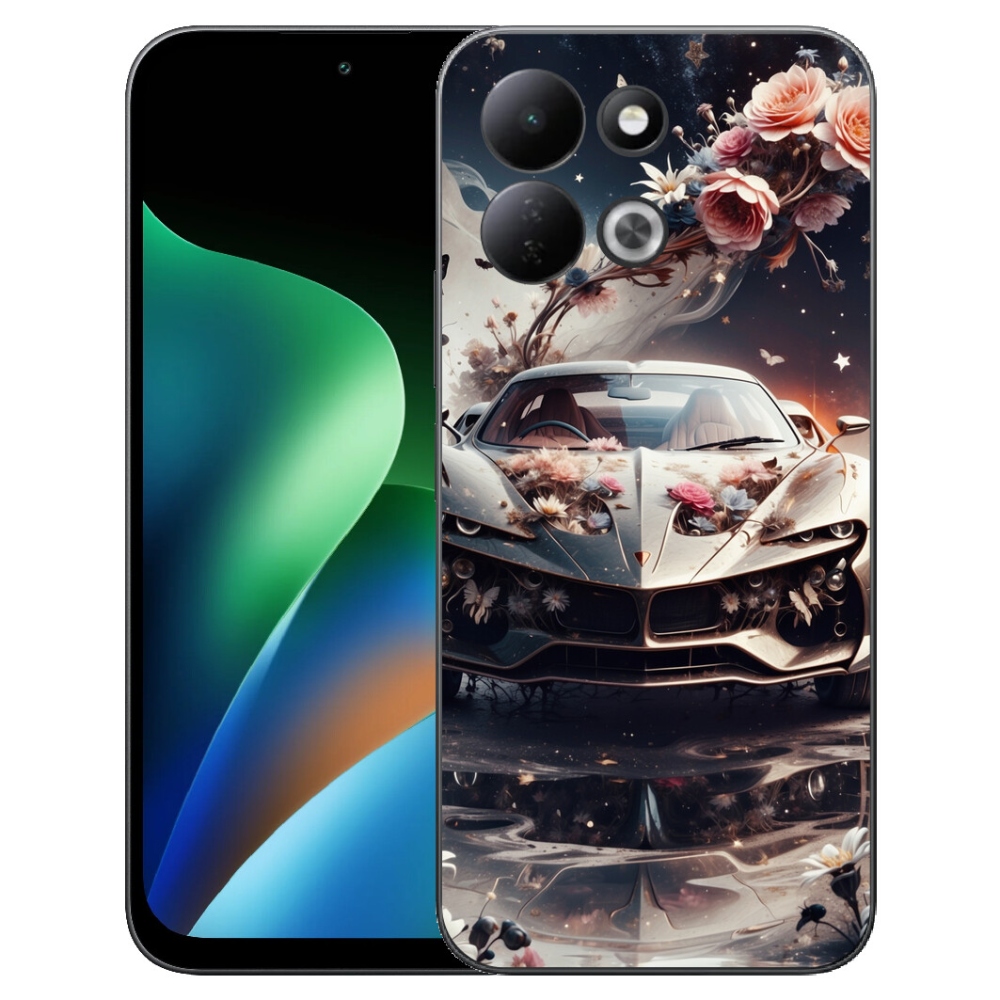 mmCase géltok a Xiaomi Redmi 17 4G/5G-hez – virágmintás sportautó