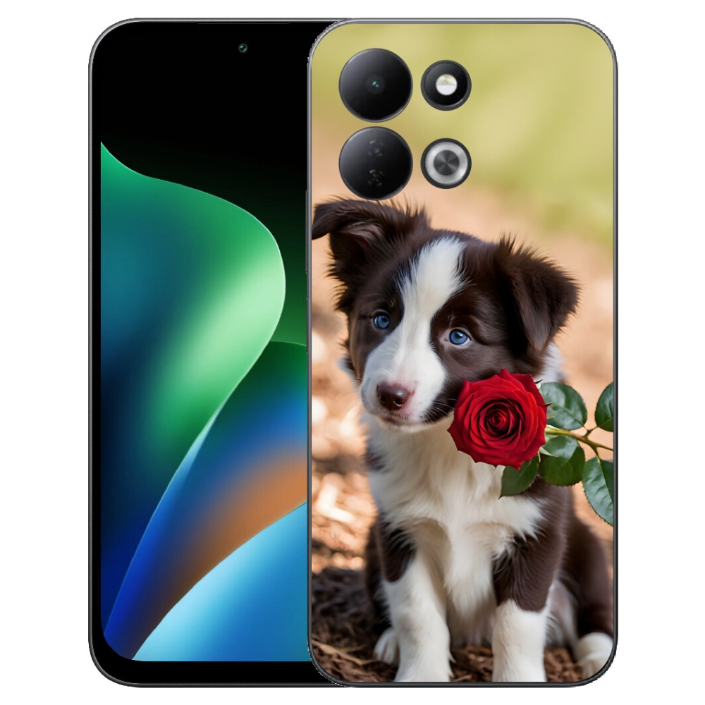 mmCase gél tok a Xiaomi Redmi 17 4G/5G-hez – aranyos border collie rózsával