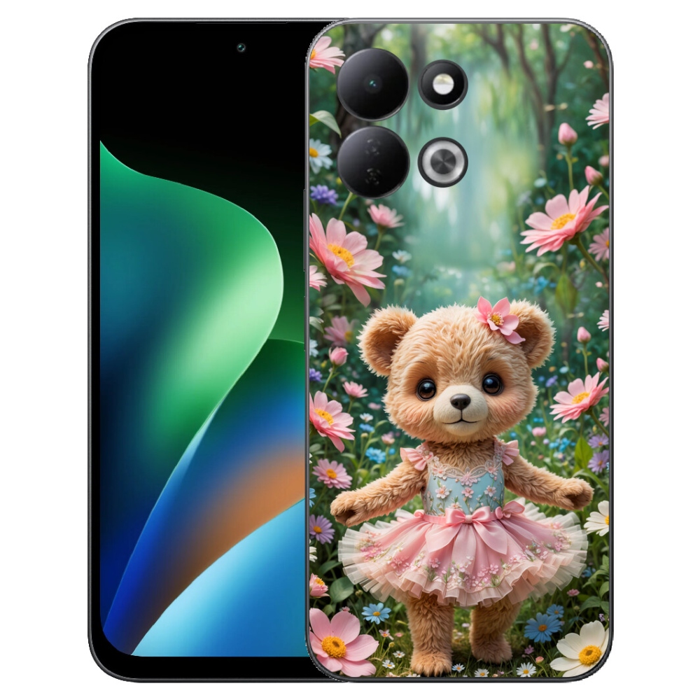 mmCase gél tok a Xiaomi Redmi 17 4G/5G-hez – aranyos mackó virágok között