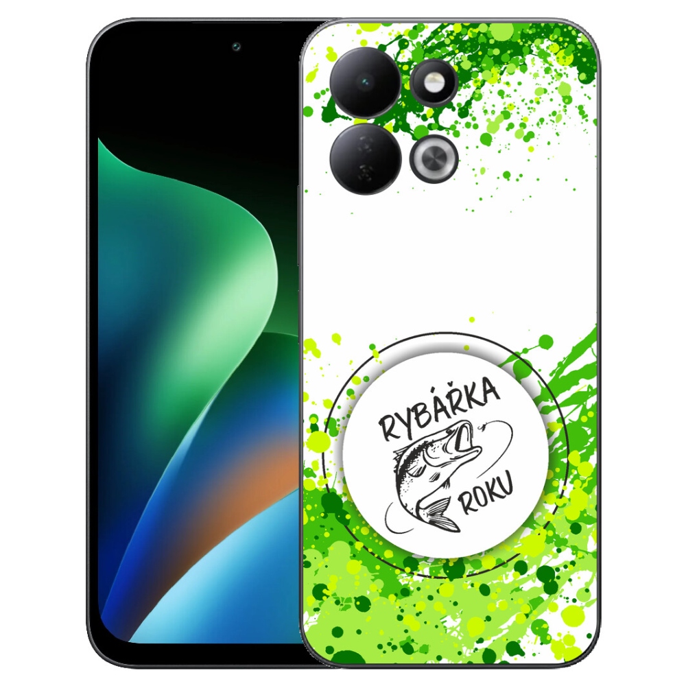 mmCase gélhuzat a Xiaomi Redmi 17 4G/5G-hez – „Az év horgásznője” fehér háttérrel
