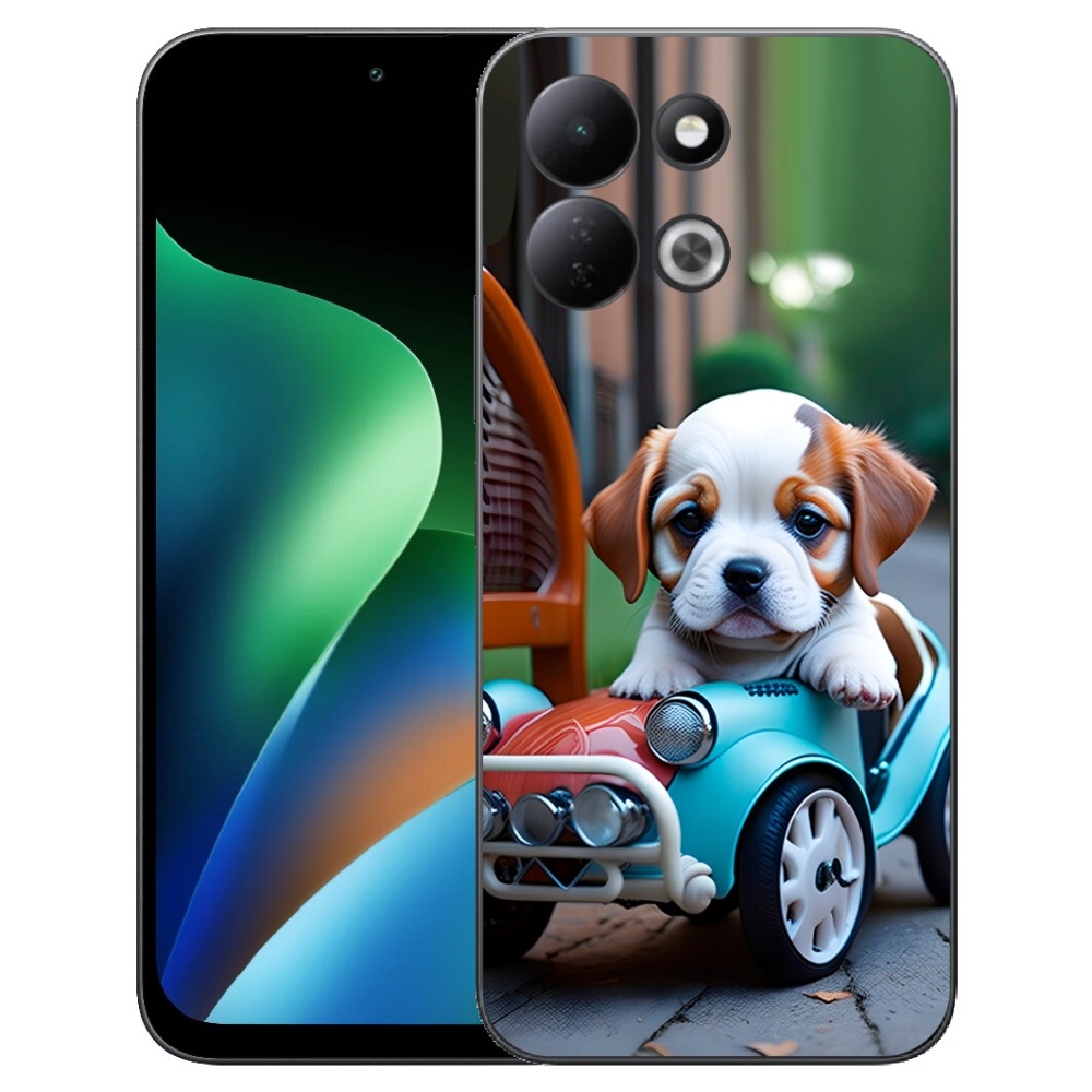 mmCase géltok a Xiaomi Redmi 17 4G/5G-hez – kiskutya egy retro autóban
